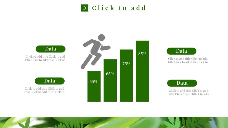 person is running up green bar chart diagram powerpoint background -page 0