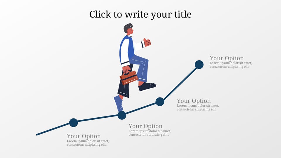 person walking up graph with the words click to write your title powerpoint background -page 0