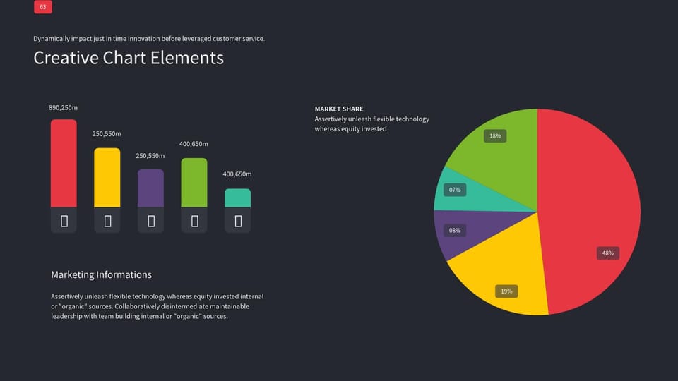 pie chart and bar chart on black background powerpoint background -page 0