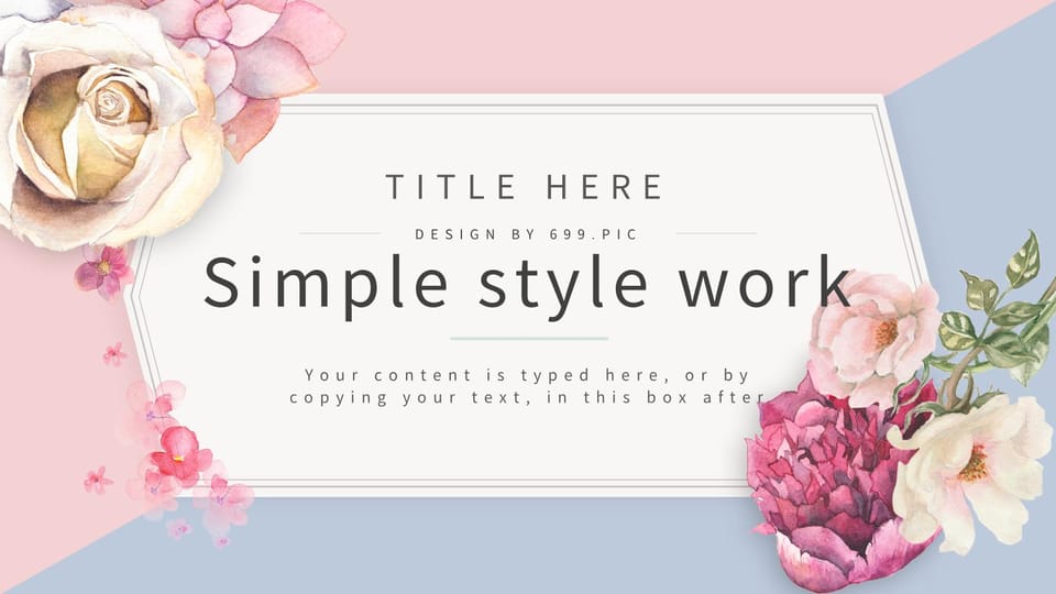 Pink flower simple and elegant wind work report Template For Google Slides And Powerpoint -page 0