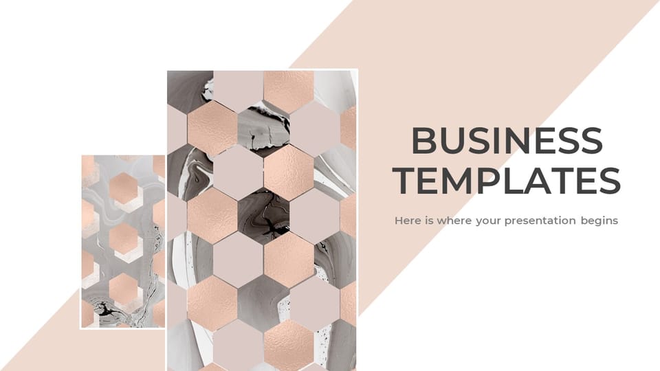 polyhedron flesh pink grey slash stone simple work report Template For Google Slides And Powerpoint -page 0
