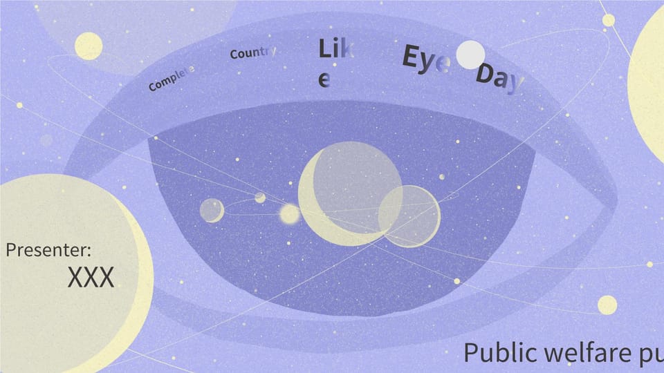 purple fantasy starry sky national eye love day public welfare publicity Template For Google Slides And Powerpoint -page 0