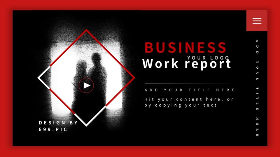Red and black minimalist creative fashion work report Template For Google Slides And Powerpoint -page 0