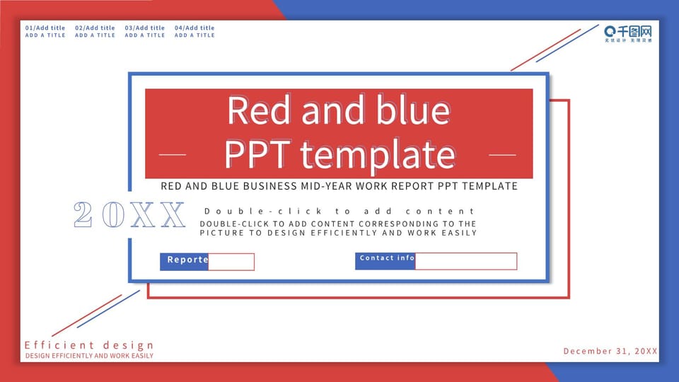 red and blue business mid-year report Template For Google Slides And Powerpoint -page 0