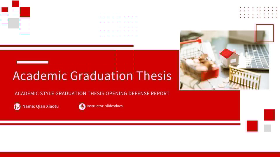 red and white simple style graduation thesis defense Template For Google Slides And Powerpoint -page 0