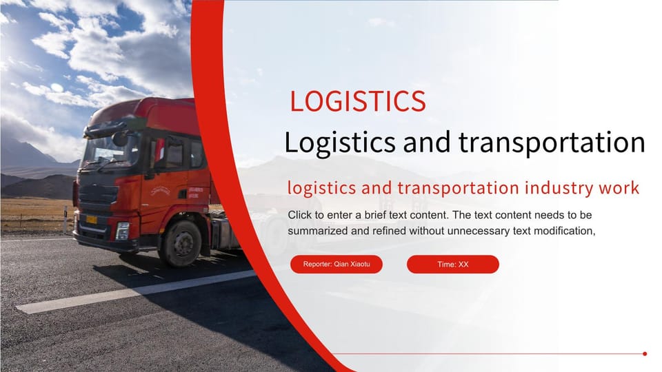 red logistics and transportation industry work report general Template For Google Slides And Powerpoint -page 0