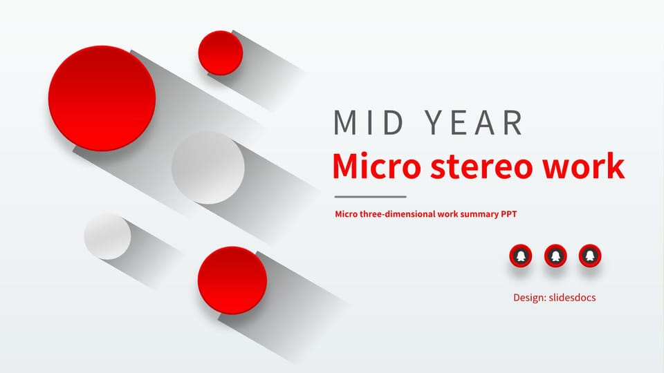 red micro three-dimensional work summary report Template For Google Slides And Powerpoint -page 0