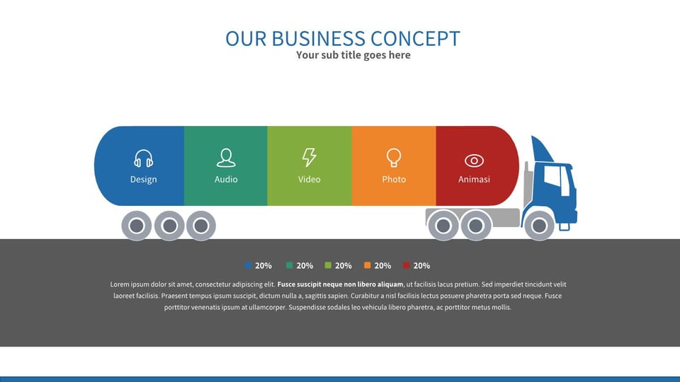 semi truck with different colors and icons powerpoint background -page 0
