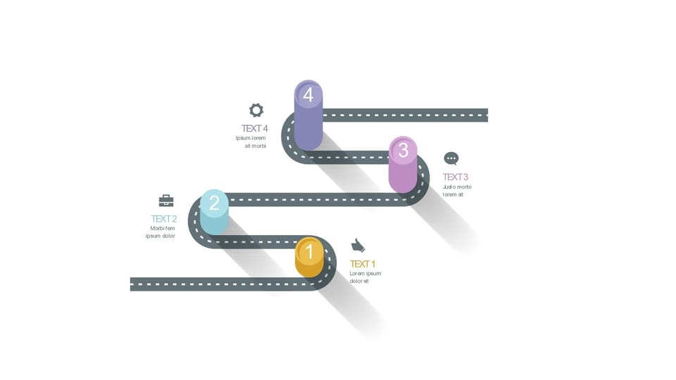 set of three steps with road powerpoint background -page 0