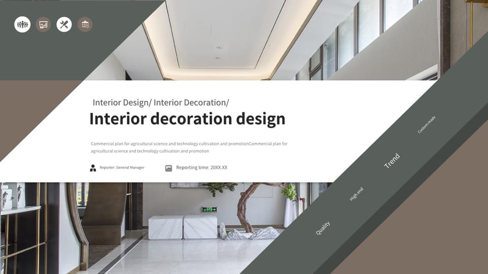 simple business interior design house decoration design architectural art decoration Template For Google Slides And Powerpoint -page 0