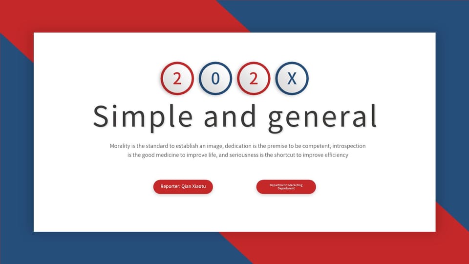 simple red and blue work summary report Template For Google Slides And Powerpoint -page 0