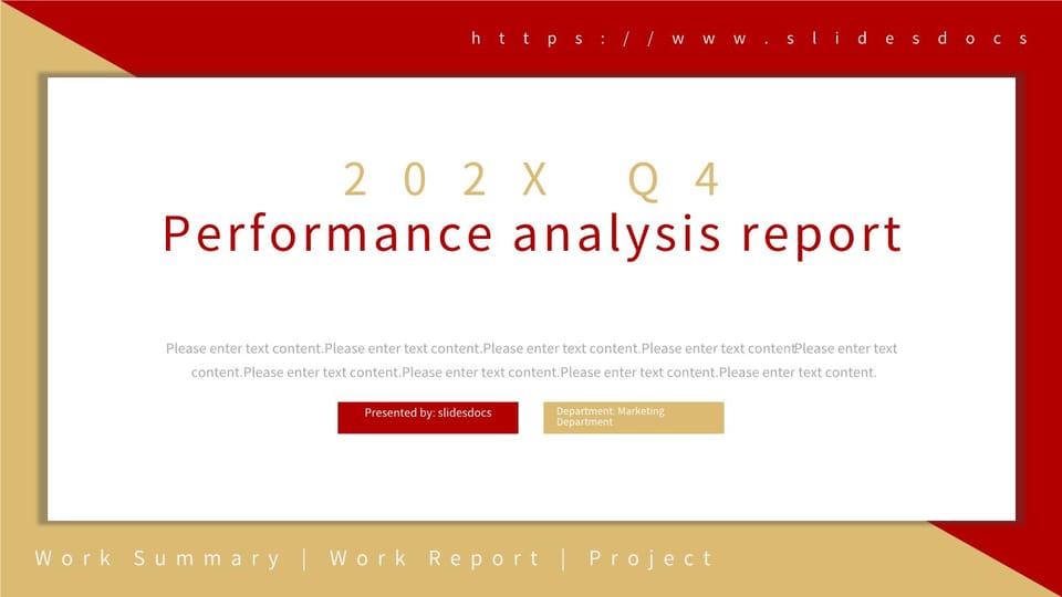 simple red gold geometric performance analysis report Template For Google Slides And Powerpoint -page 0
