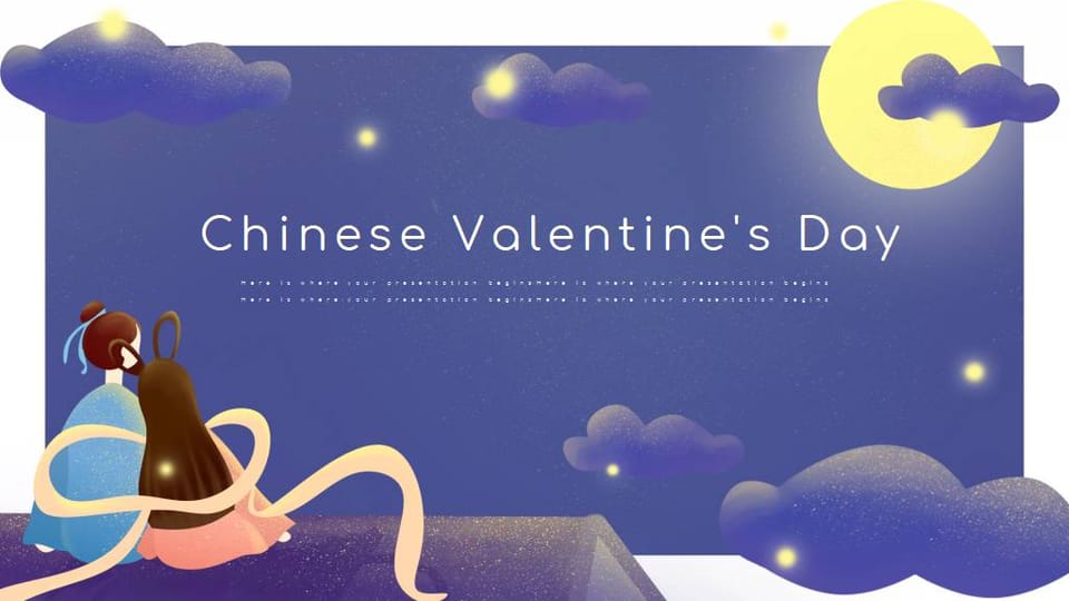 Simple style romantic Tanabata Valentine's Day event planning Template For Google Slides And Powerpoint -page 0