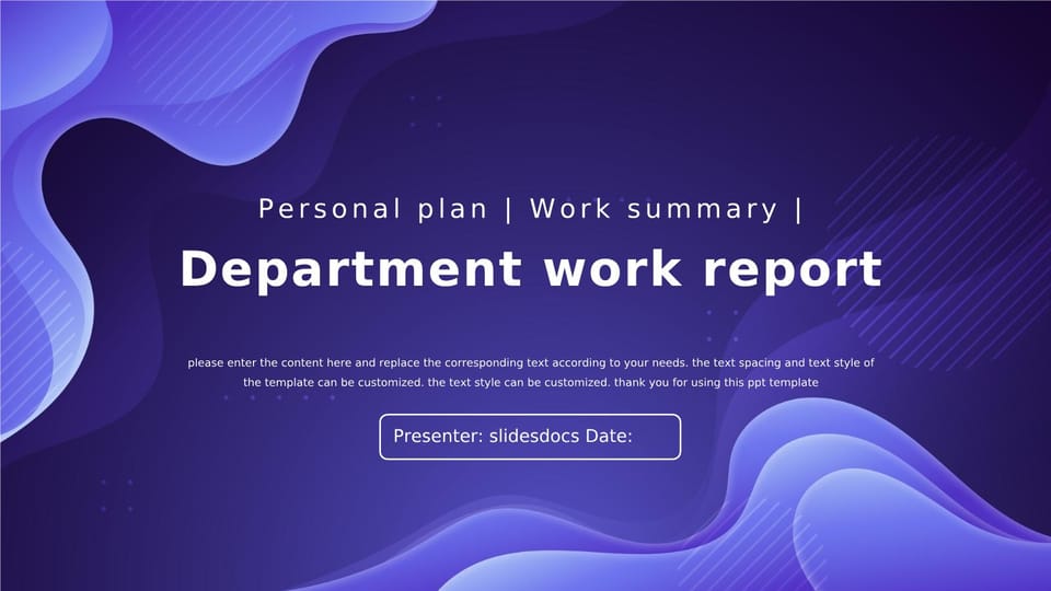 Summary of Work in the Wind Department with a Purple Gradient Theme Template For Google Slides And Powerpoint -page 0