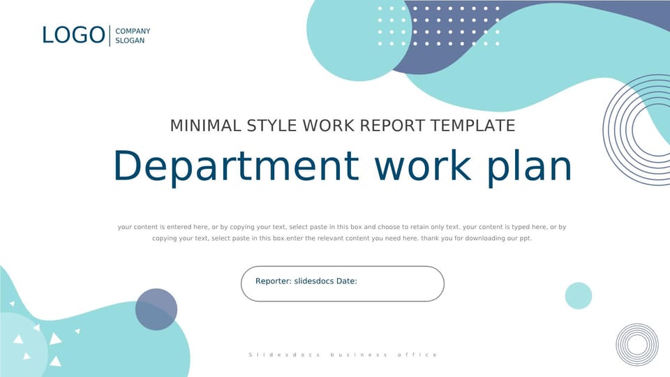 Summary of Work Plan for Green and Simple Wind Department Template For Google Slides And Powerpoint -page 0