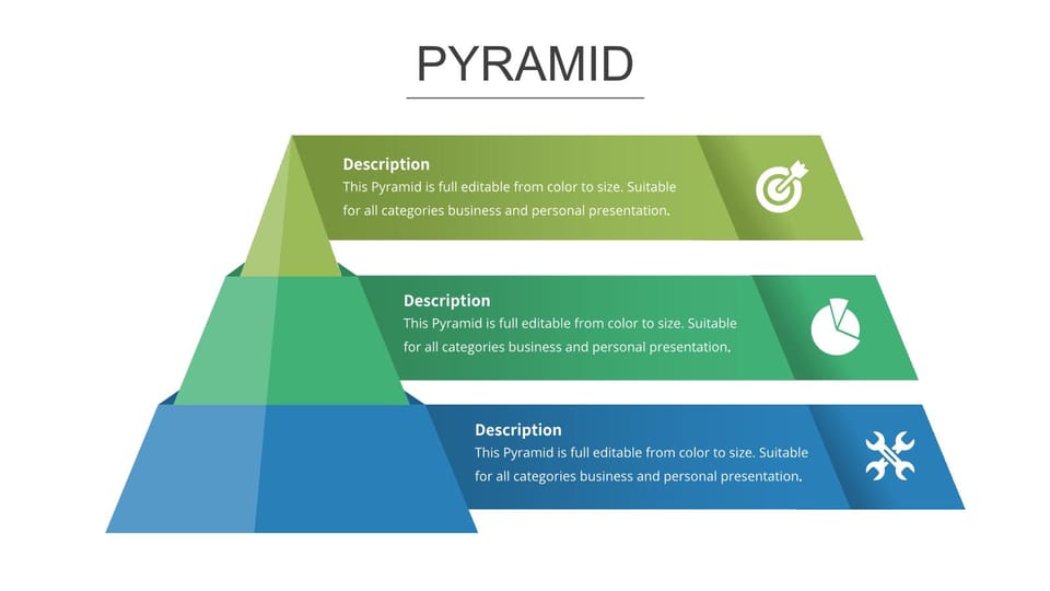 three levels of pyramid with arrows powerpoint background -page 0