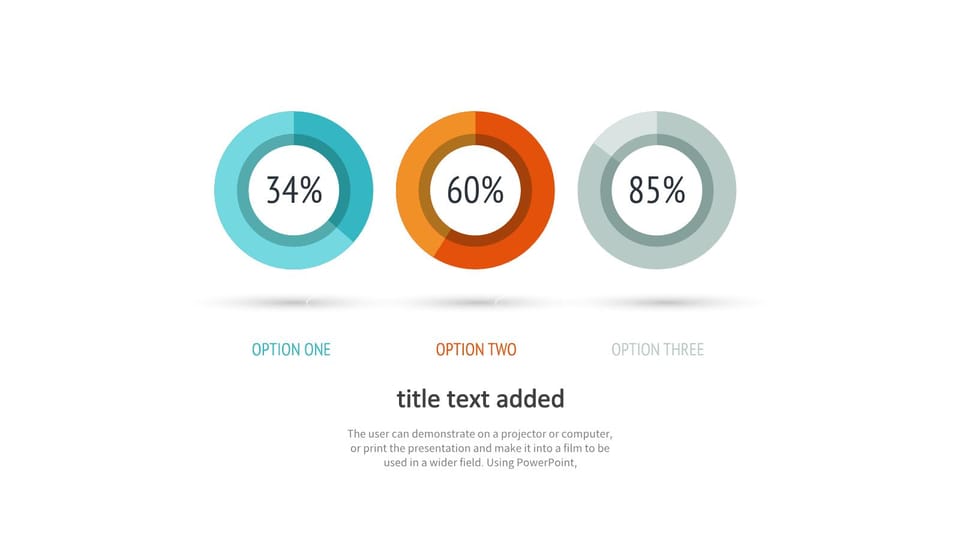 three pie chart with the percentage of options in each of them powerpoint background -page 0