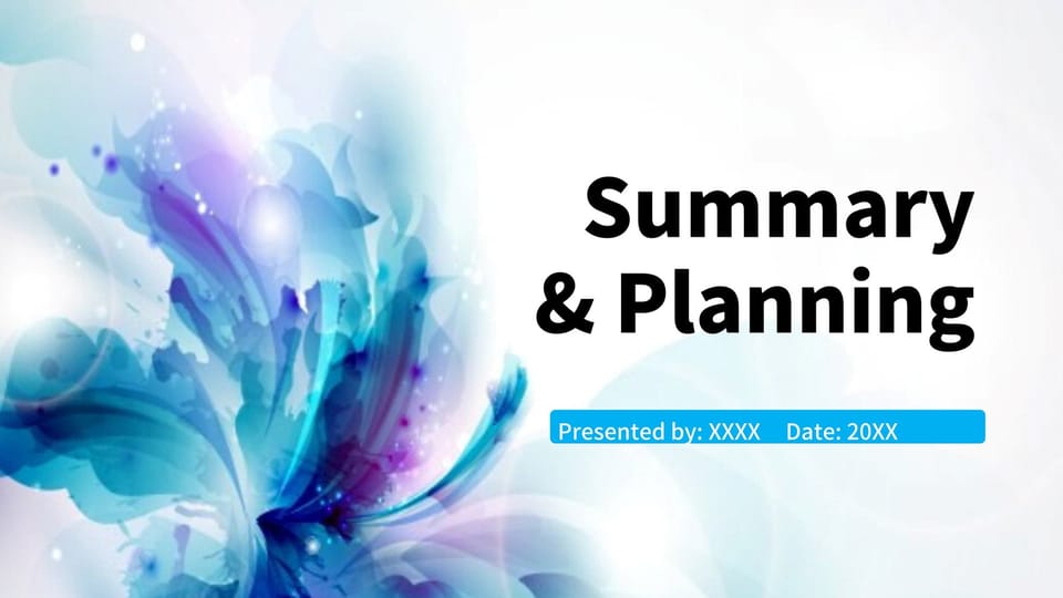 Watercolor blue and white work summary report design Template For Google Slides And Powerpoint -page 0