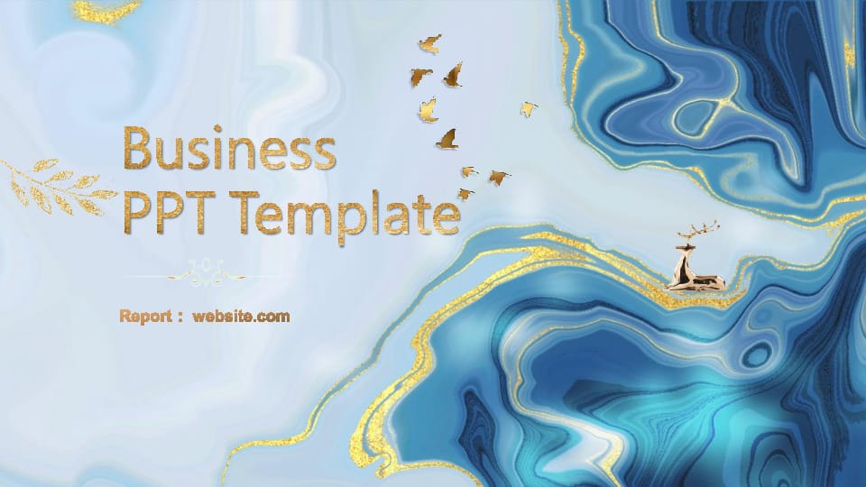 White Watercolor Business Powerpoint with Gilt Accents Template For Google Slides And Powerpoint -page 0