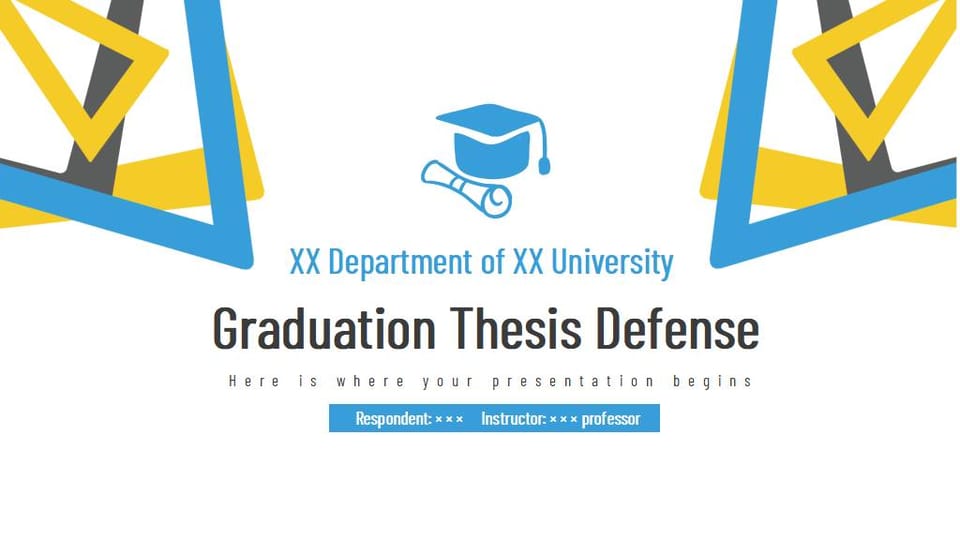 yellow and blue two-color flat style thesis defense Template For Google Slides And Powerpoint -page 0