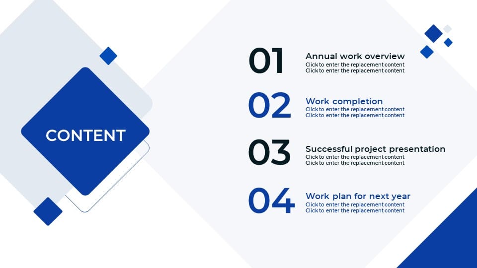 blue corporate business work summary presentation Template For Google Slides And Powerpoint -page 1