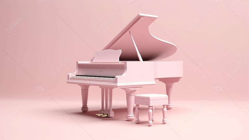 3d rendering of a timeless soft pink piano design powerpoint background