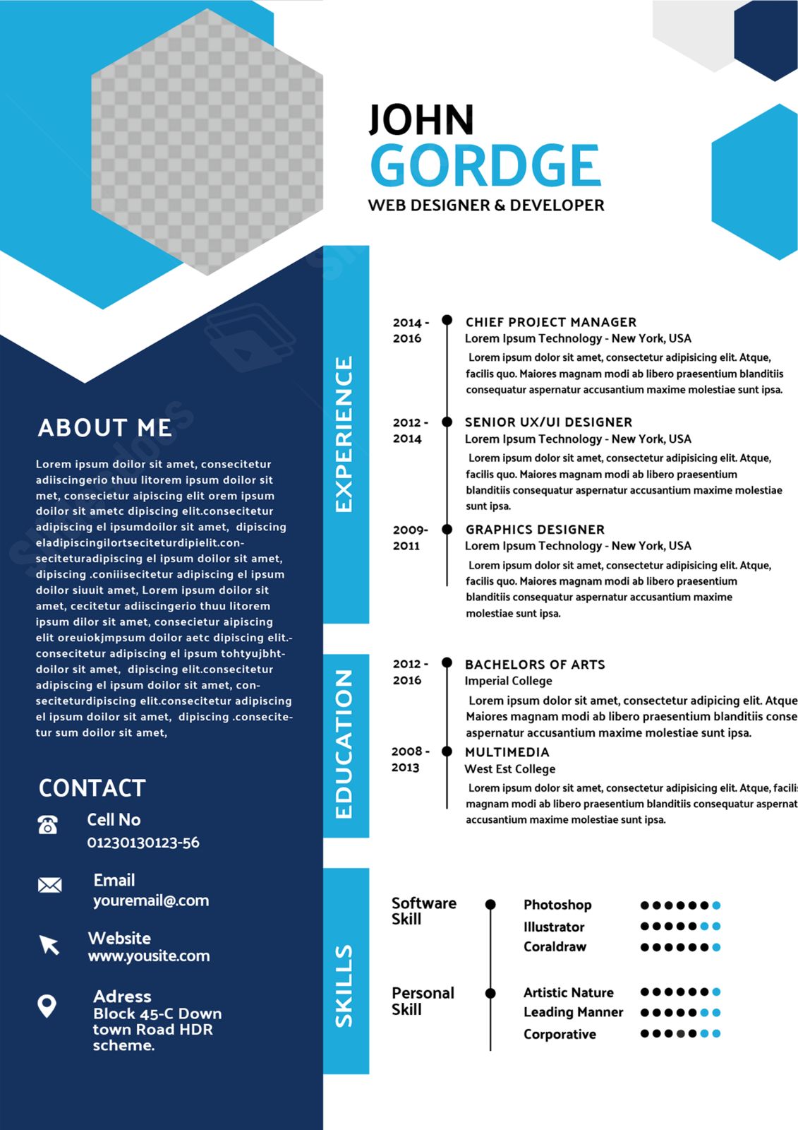 blue business resume for recruitment purposes word template