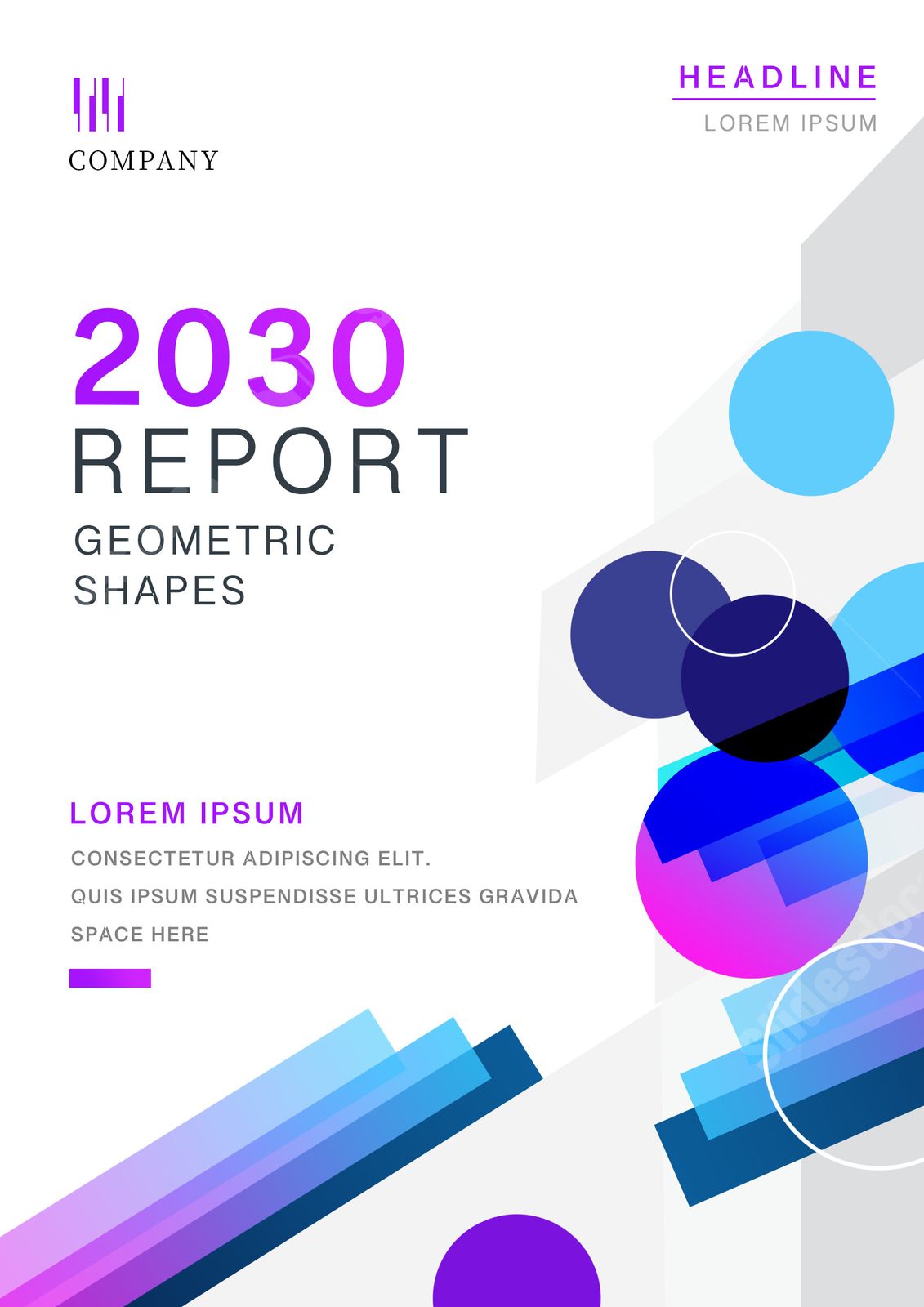 blue corporate geometric abstract cover for business report word template