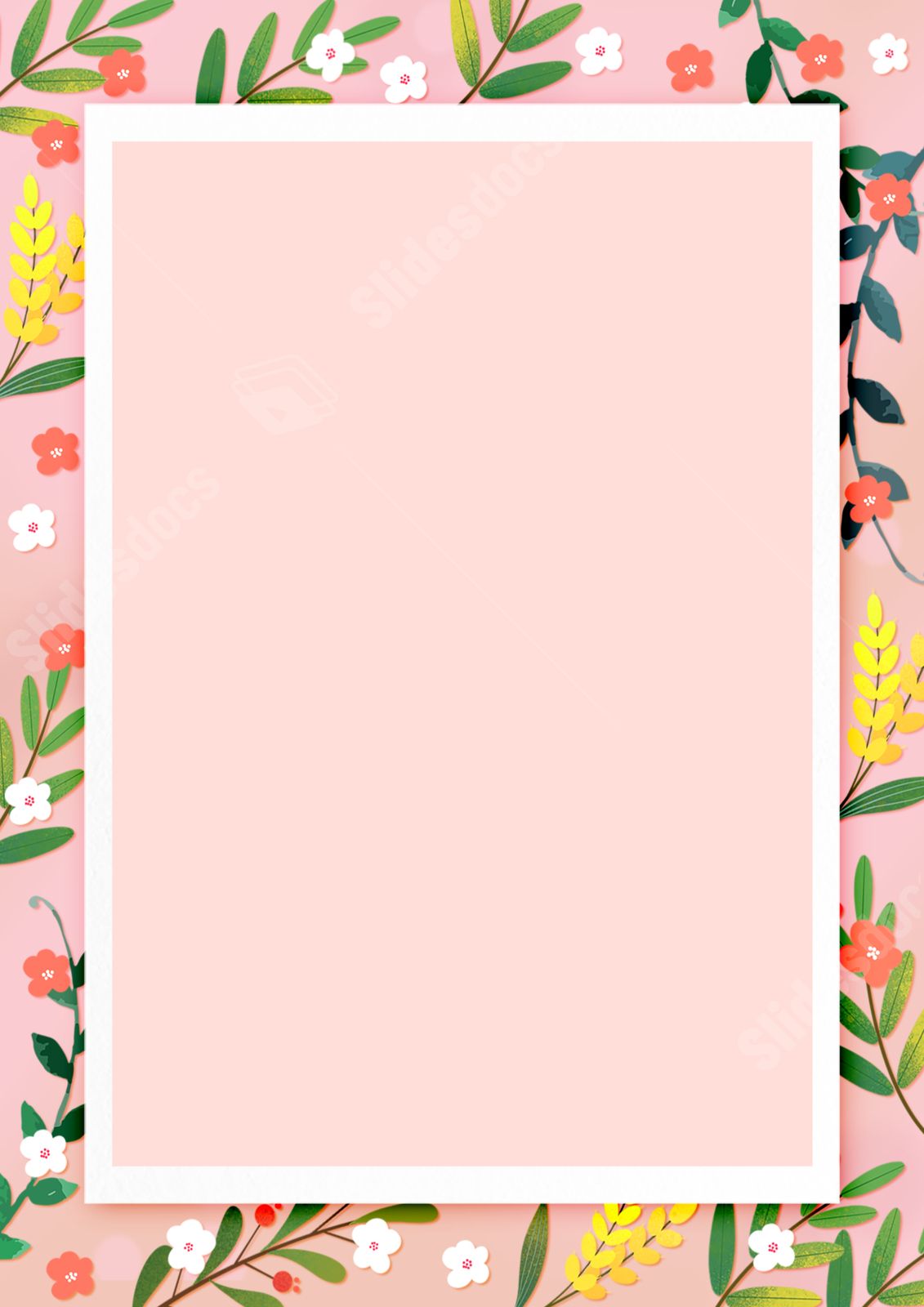 Bordure de Page Bordure De Fond De Plantes À Fleurs Roses Créatives Word