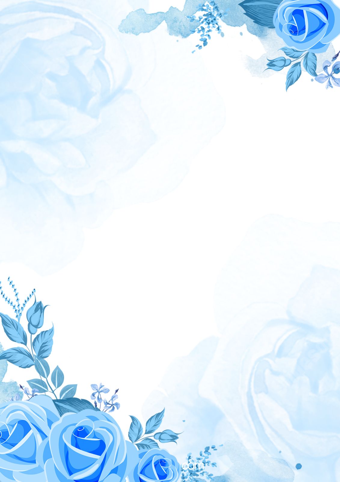 border with a blue floral design page border background word template