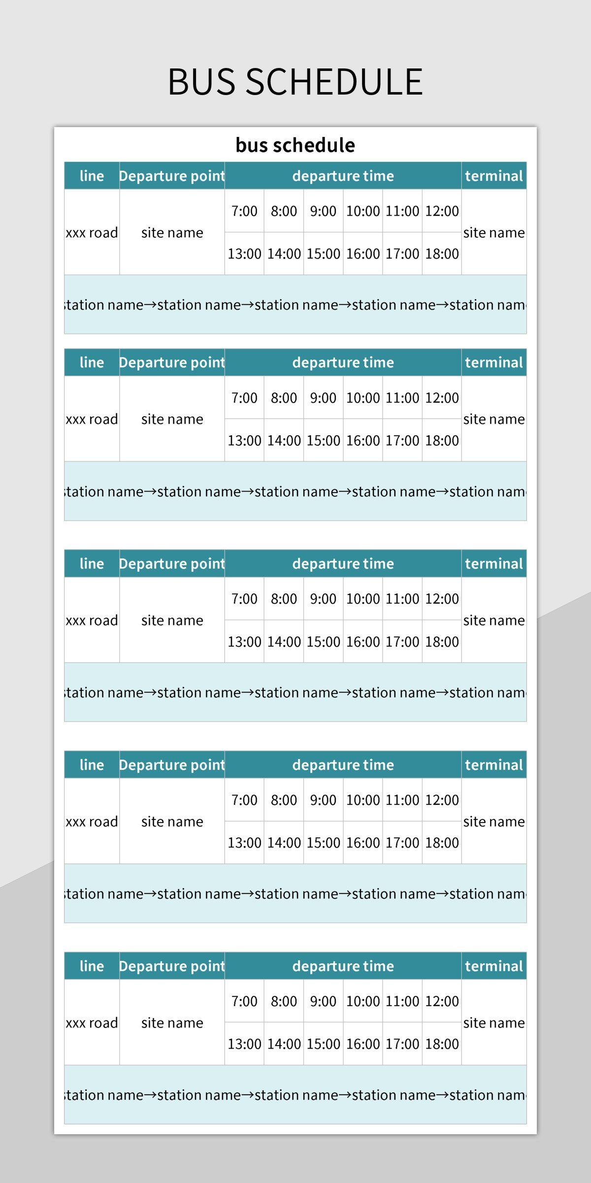 Bus schedule excel template