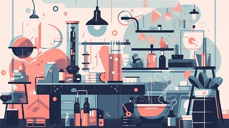 science laboratory flat illustration powerpoint background