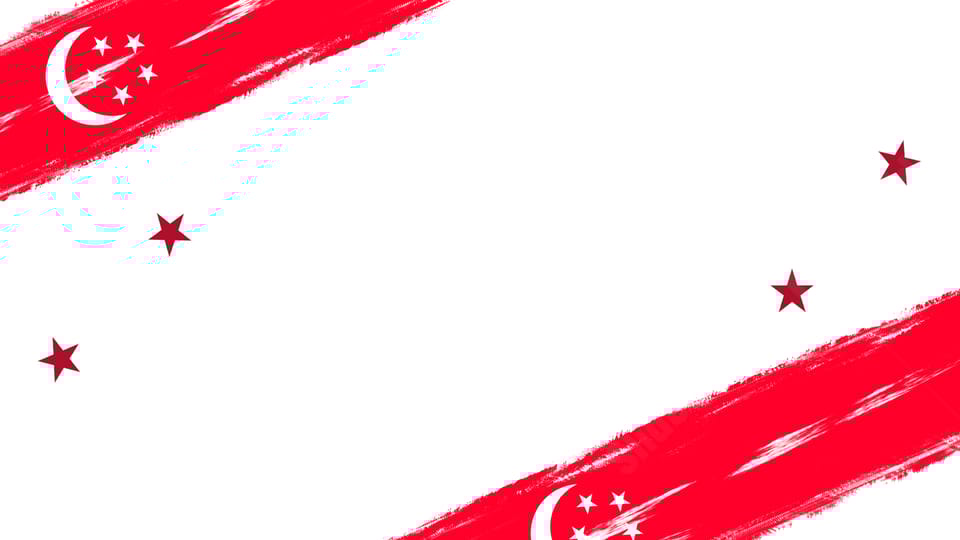 cartoon style singapore national day cute flag white festival powerpoint background
