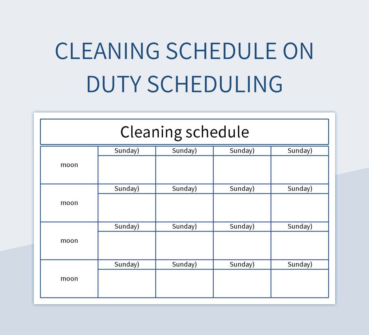 cleaning schedule on duty scheduling excel template