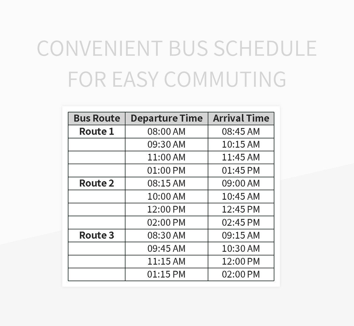Convenient Bus Schedule for Easy Commuting excel template
