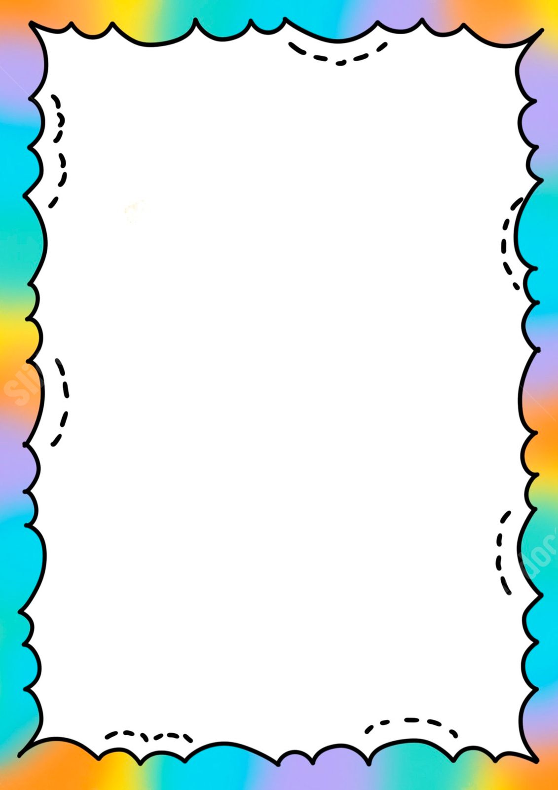 display board for children's activities with cartoonish and colorful borders page border background word template