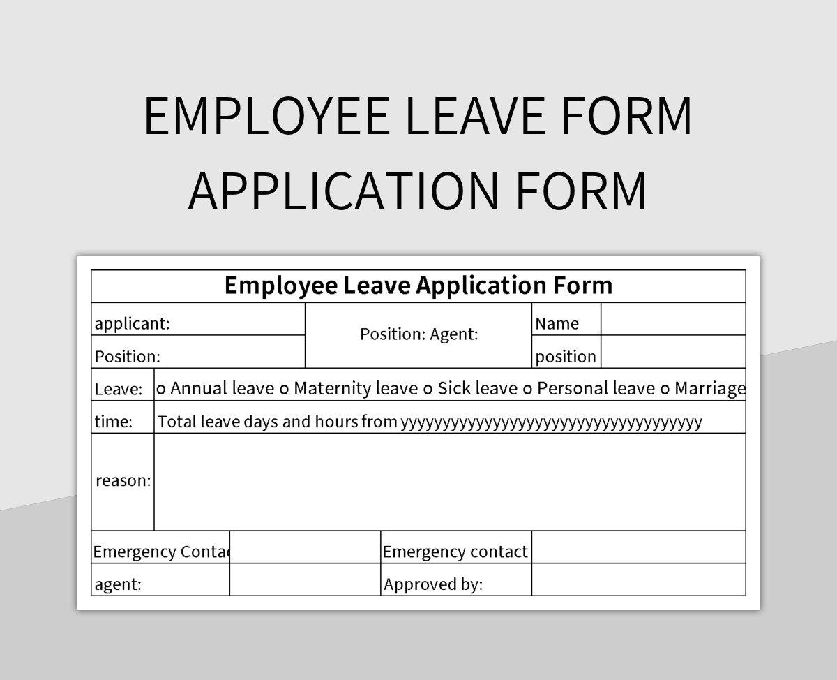Employee leave form application form excel template