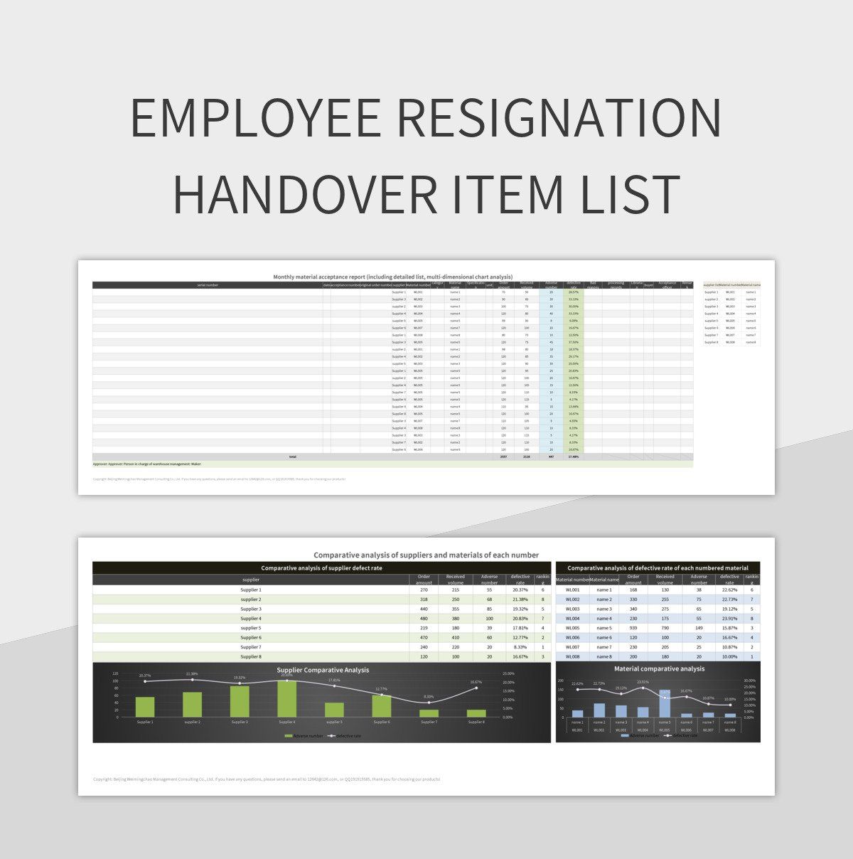 Employee resignation handover item list excel template