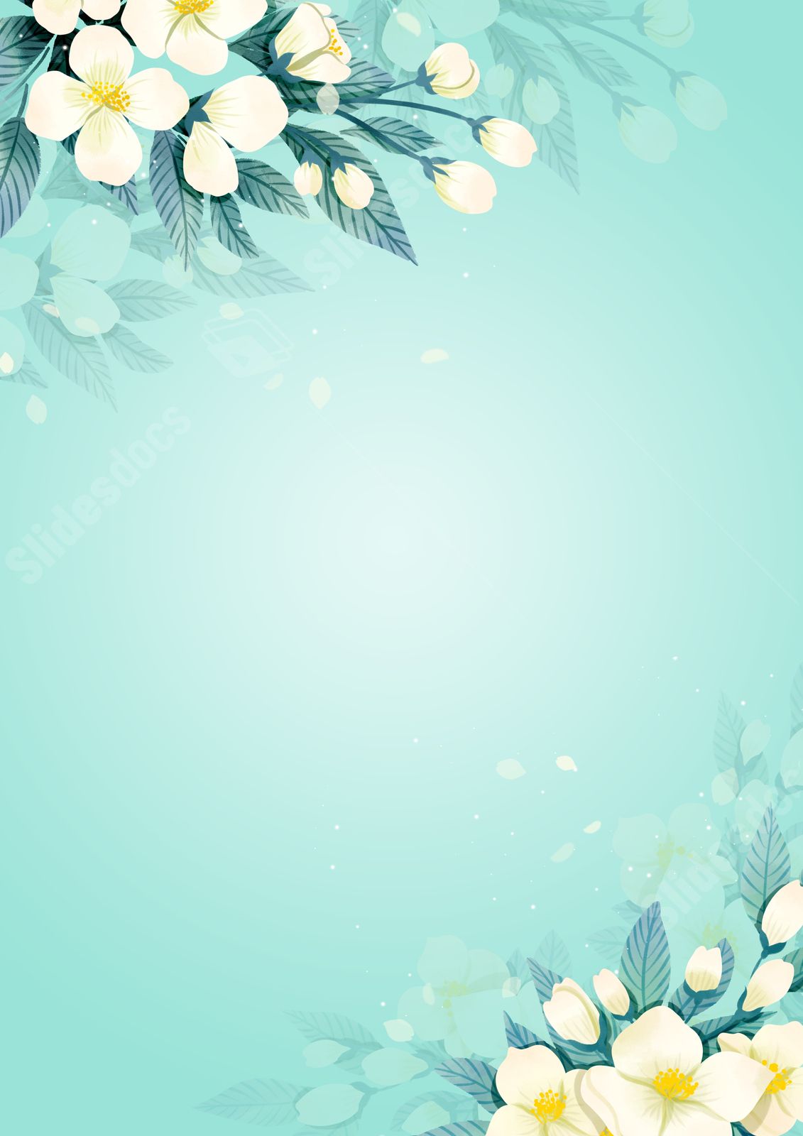 floral design with blue and white flowers page border background word template