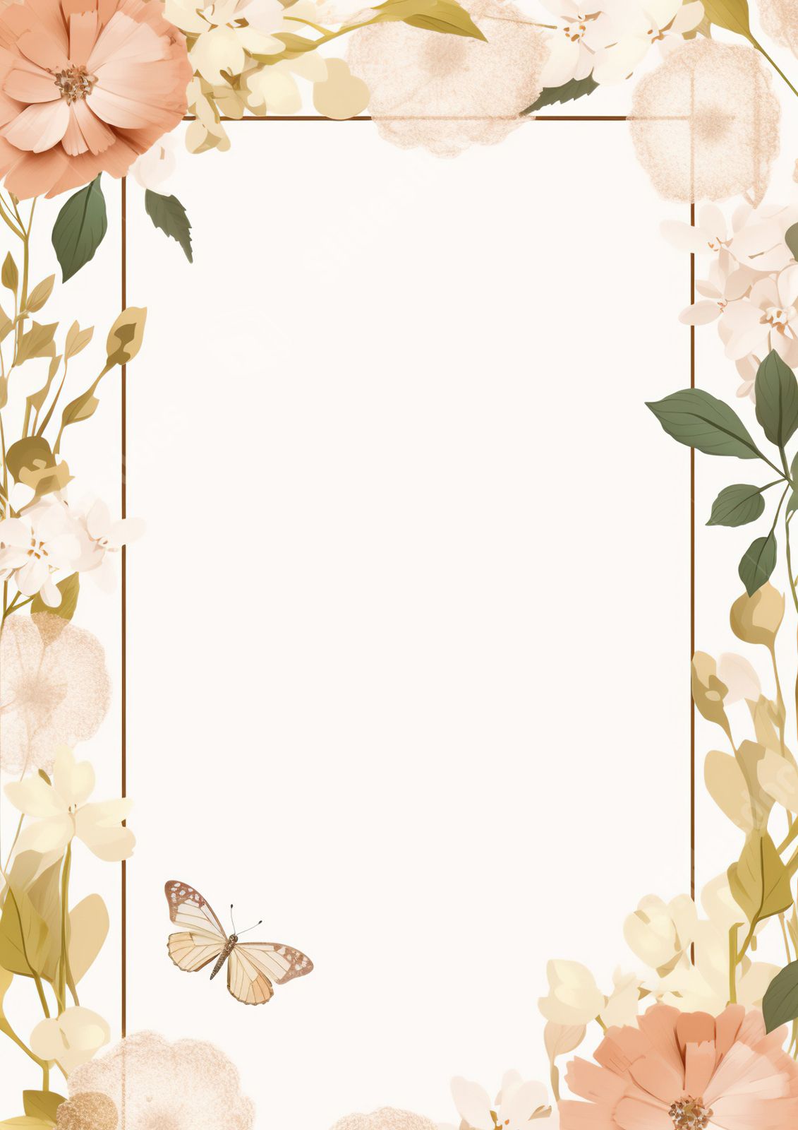 flowers frame white background word template