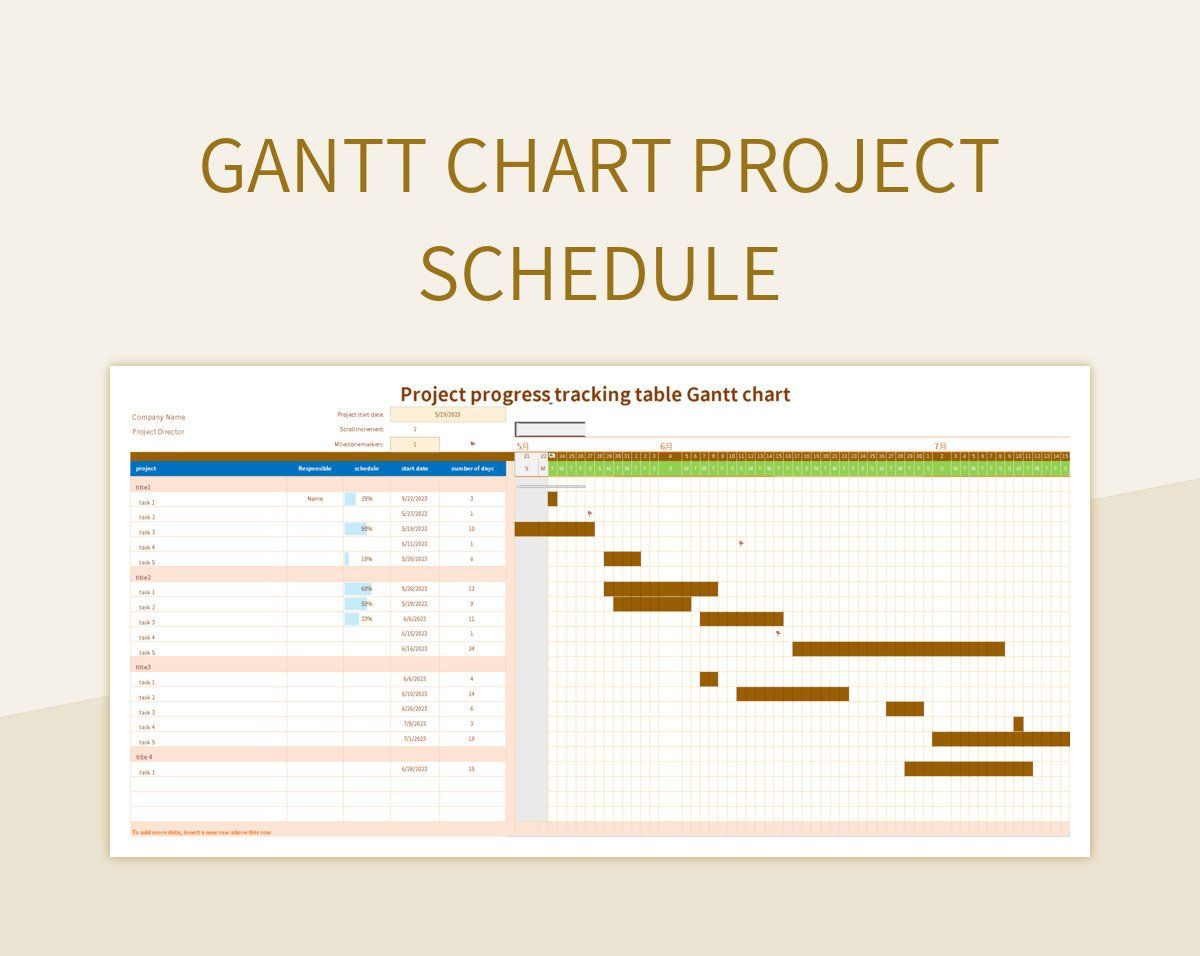 Gantt chart project schedule excel template