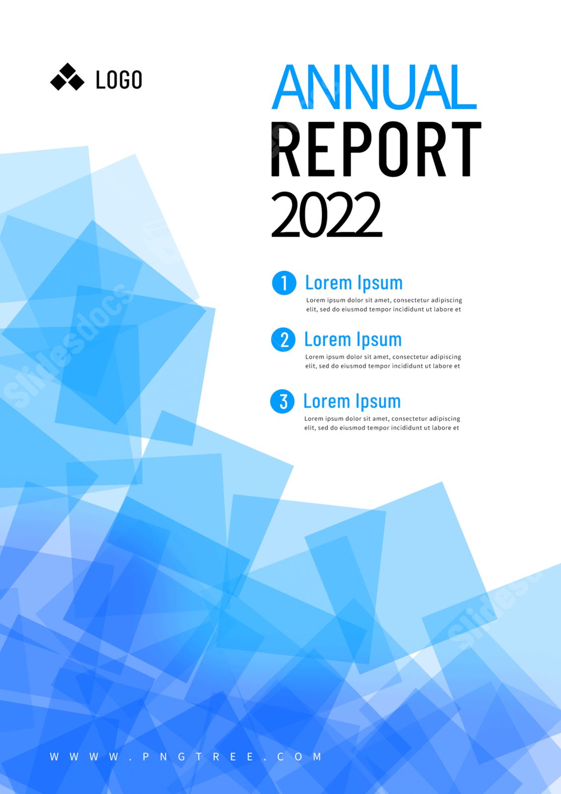 geometric blue cover for annual report word template