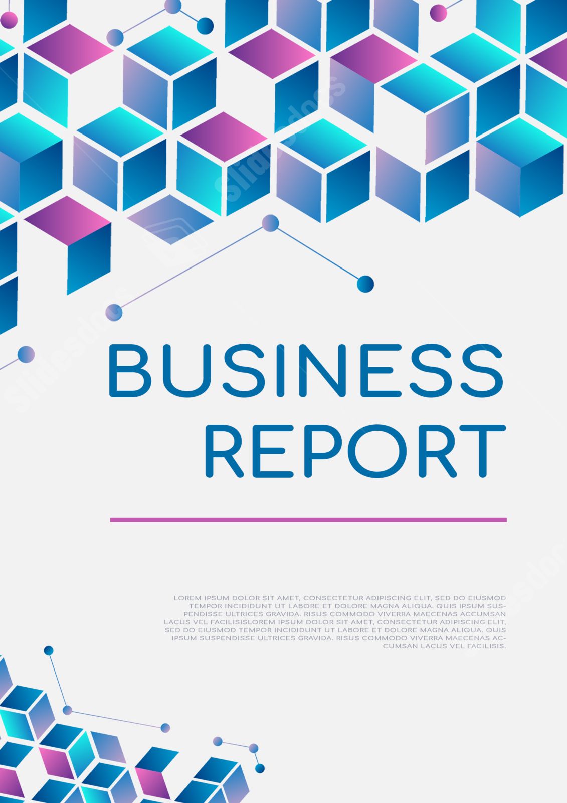 geometric blue cover page for a business report word template -page 0