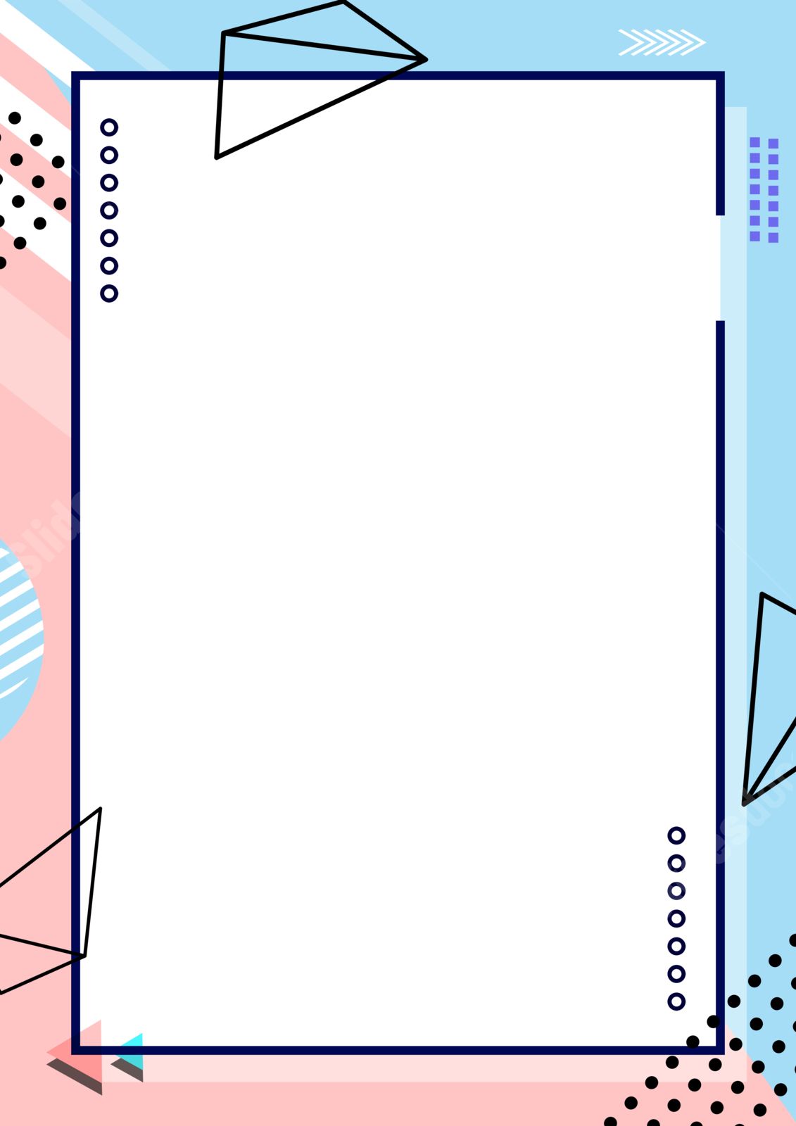 geometric border design of memphis page border background word template