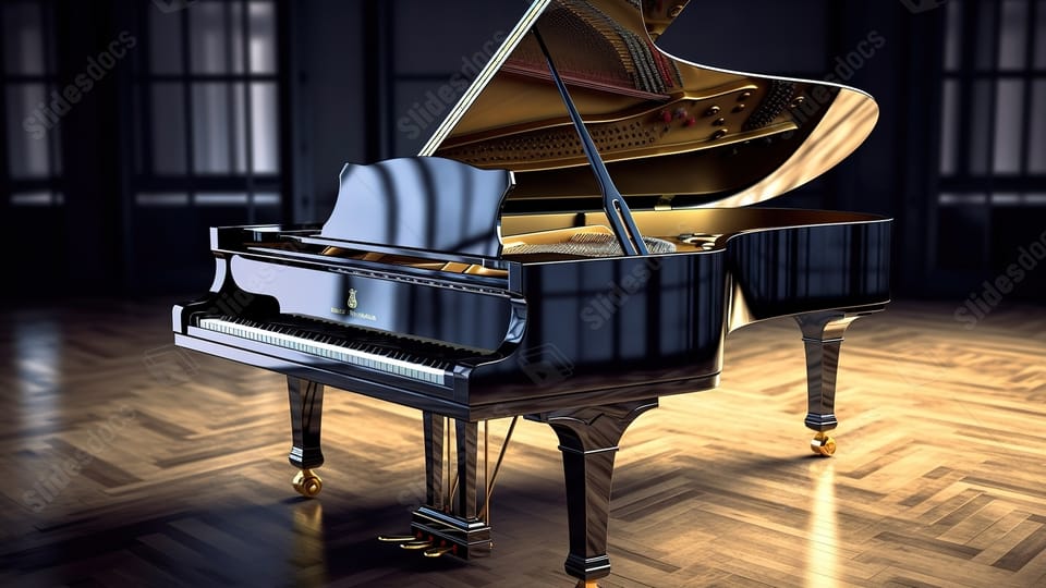 grand piano in 3d design powerpoint background