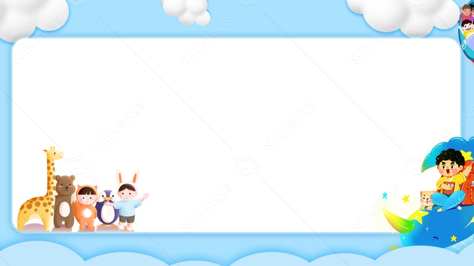 happy childrens day kids blue cartoon powerpoint background
