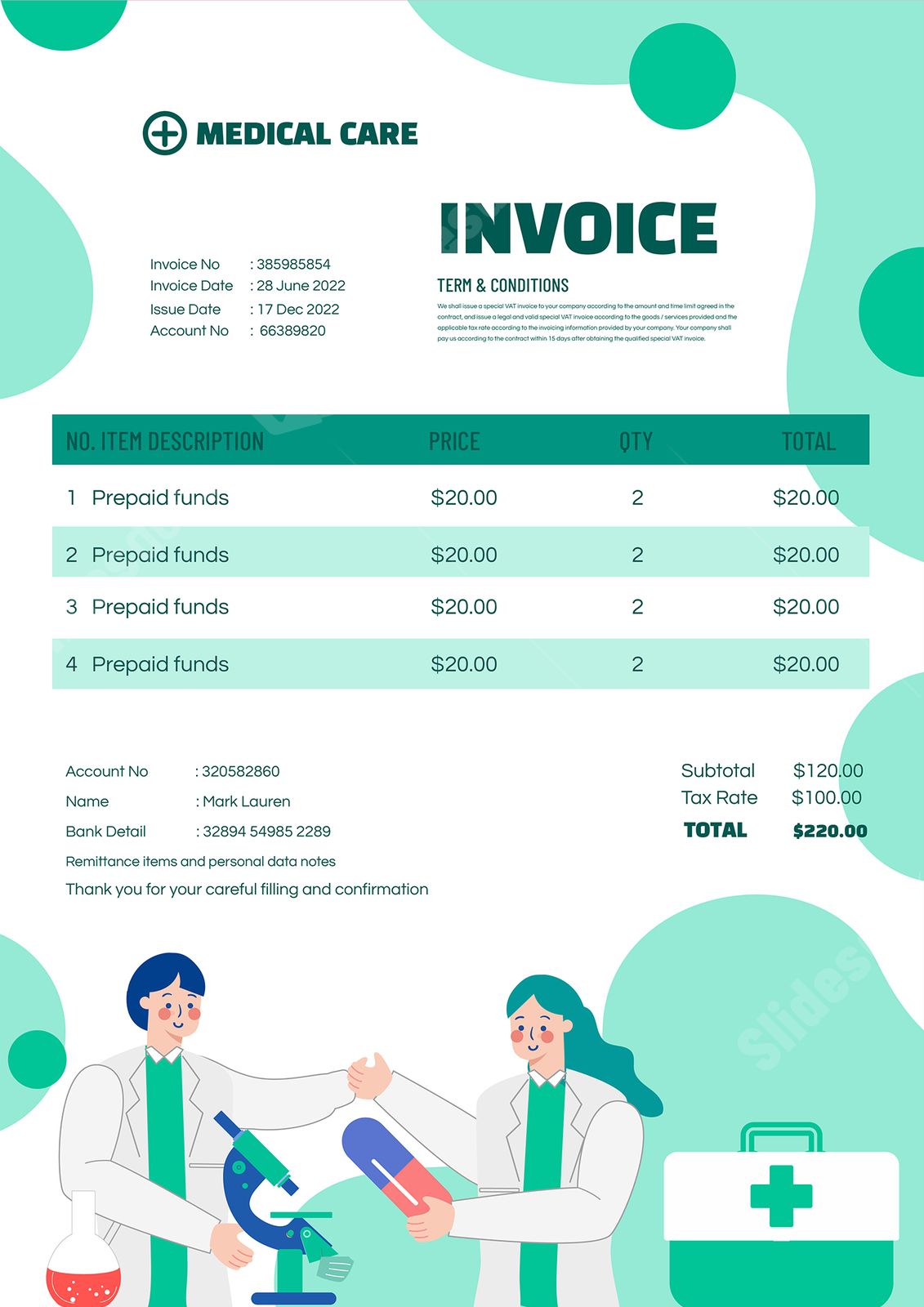 invoice for medical reimbursement word template