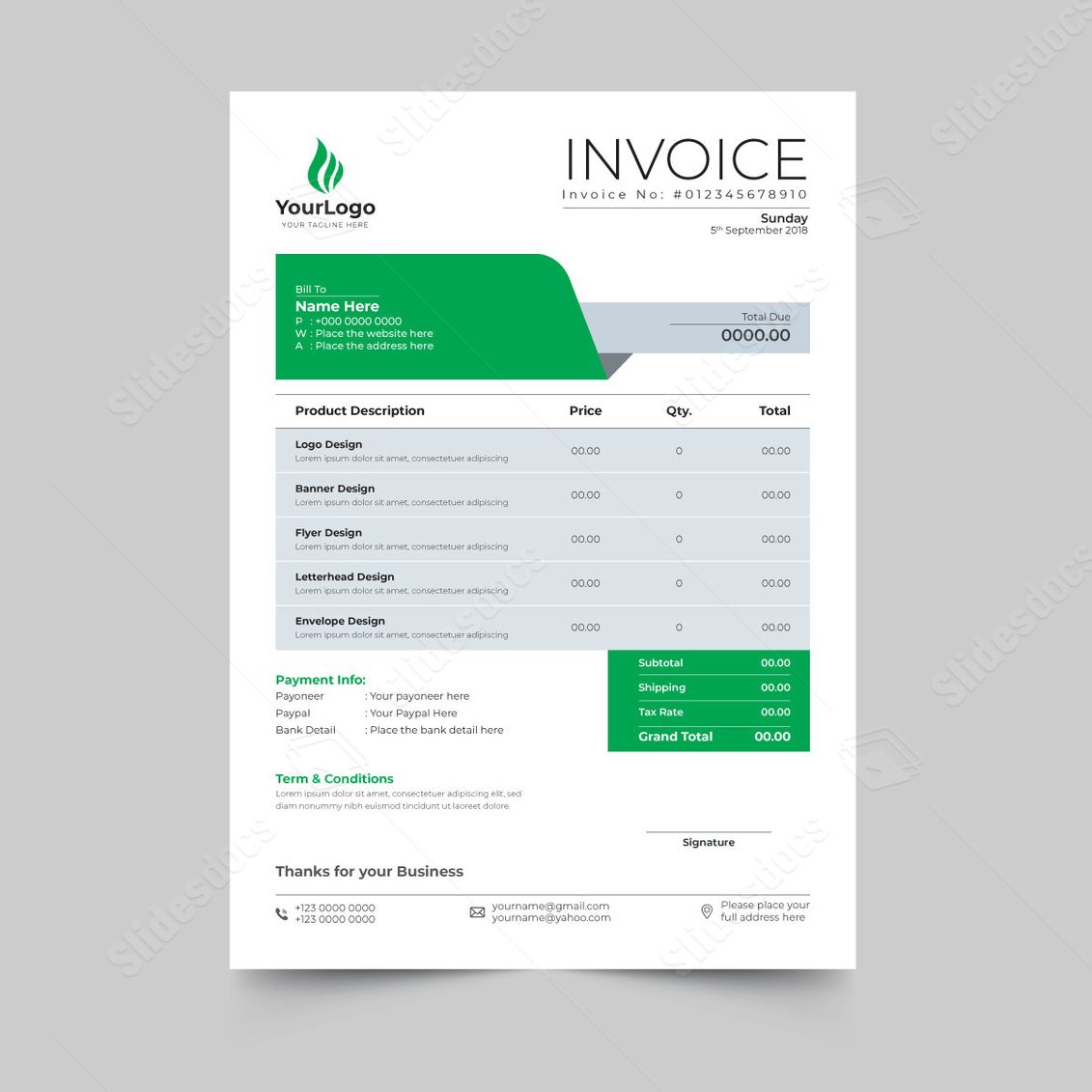 invoice id design quotation modern word template