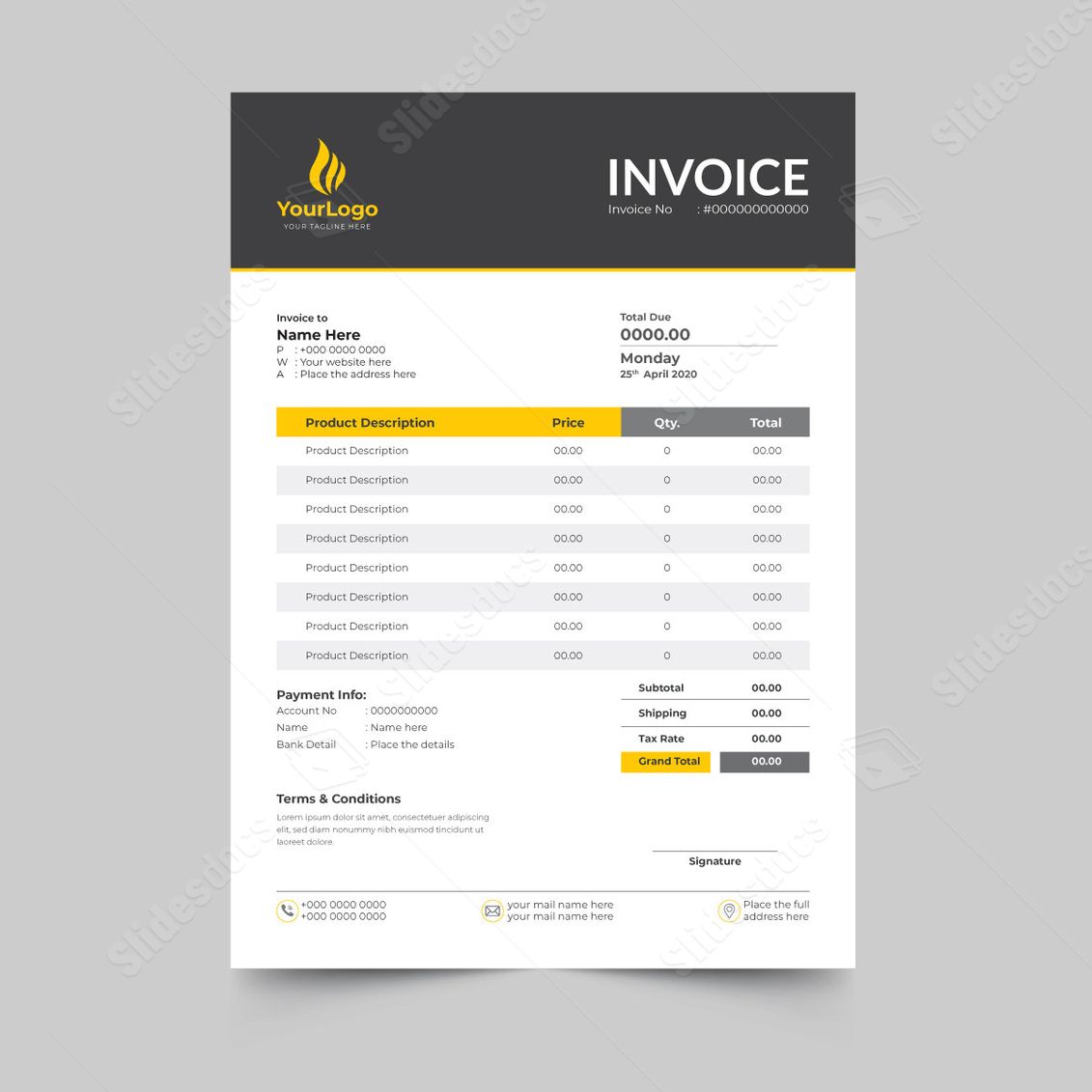 invoice price voucher design professional modern word template