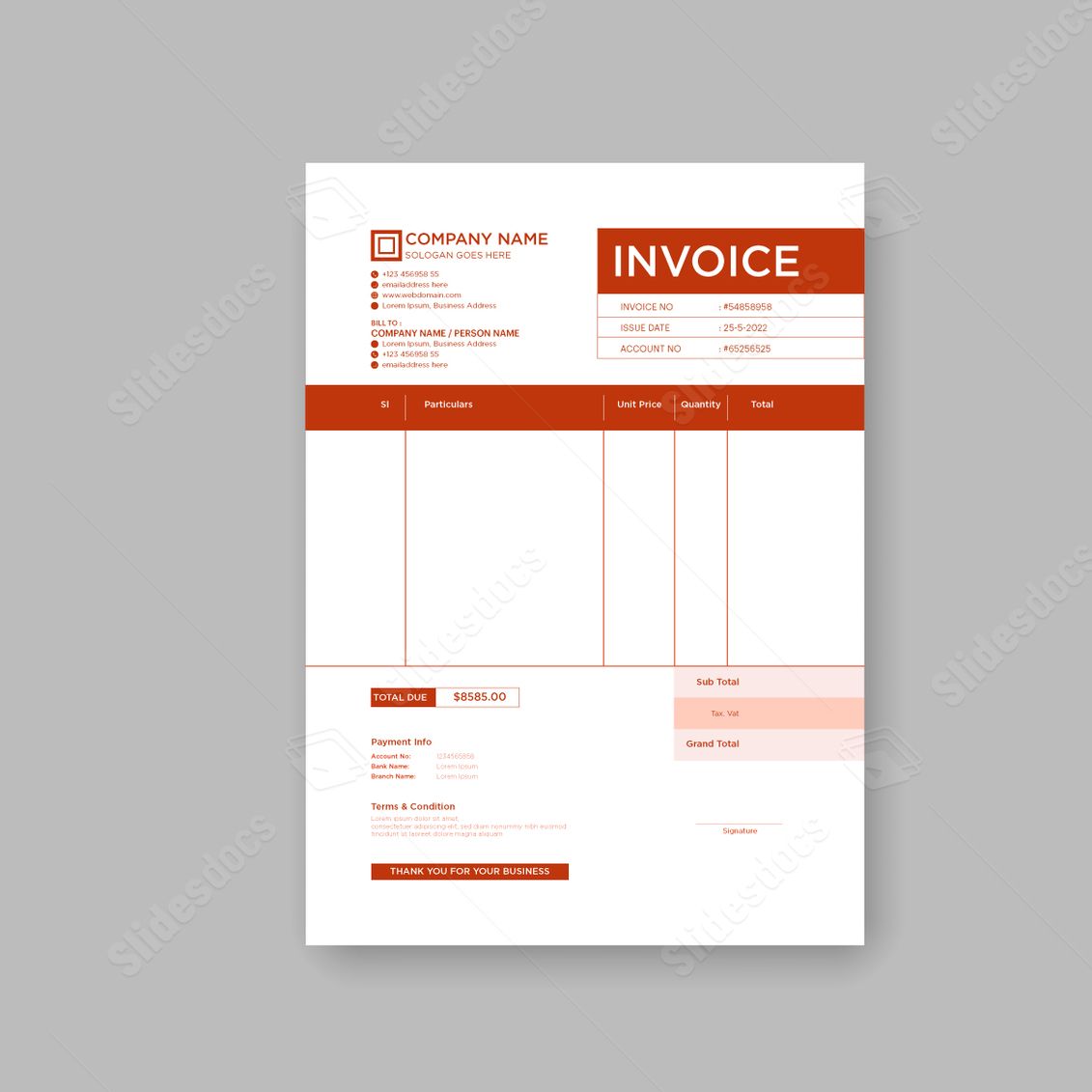 invoice process bill sign professional modern abstract word template